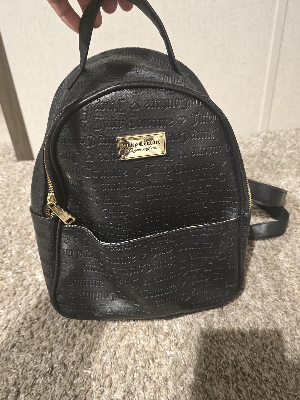 Juicy Couture Black Embossed Mini Backpack